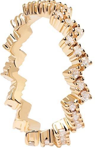 PdPaola Damen-Damenring 925er Silber Zirkonia 56 Gold 32022658