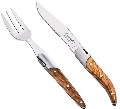 Laguiole Style de Vie Premium Line - Mini set di posate in legno d'ulivo, 8 pezzi