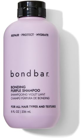 Bondbar Purple Brightening Shampoo for Blonde, Lightened & Gray Hair, Neutralizes Brassiness, Repairs, Protects, Hydrates, Vegan, CrueltyFree, 8 Fl. Oz