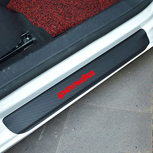 EAGLEG 4 Stück Auto Einstiegsleisten Schutz, für Fi-at 500 500x 500l Panda TIPO Punto Bravo Auto Kohlefaser Türschweller Schutz mit Logo Aufkleber Kantenschutz, Panda Red