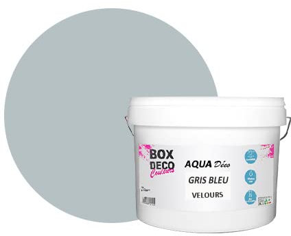 BOX DECO COULEURS Peinture murale acrylique aspect velours Aqua Déco - 10L, Gris Bleu