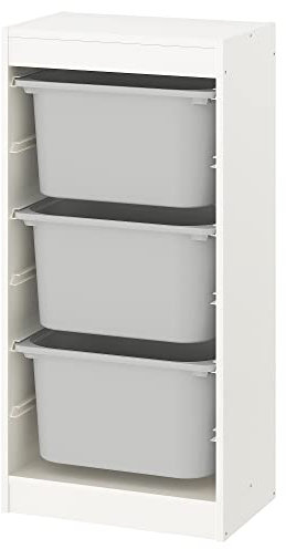 Ikea TROFAST Aufbewahrungskombination mit Boxen, 46x30x94 cm, weiß/grau