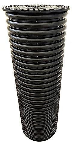 SP Sickerschacht SN8 DN300 oder DN400 geschlitzt Drainagerohr Deckel Regenrinne (DN400 geschlitzt/1m), Schwarz