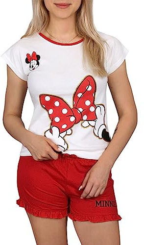 Minnie Mouse Disney cremefarben-roter Sommer Pyjama, Kurzarm 13 Jahre