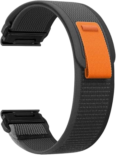 ZoRoll 22mm QuickFit Armband für Garmin Fenix 8 47mm/7 Pro/7/6 Pro/6/5 Plus/5, Elastisch Nylon Klettverschluss Ersatzarmband für Garmin Tactix 8 47mm/Descent G2/Epix/Instinct - Schwarz&Grau