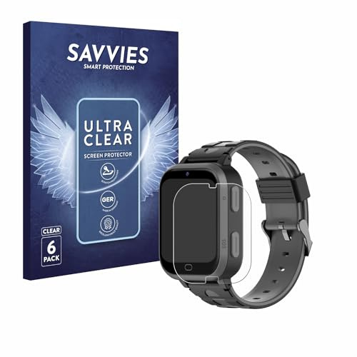 Savvies Schutzfolie für Beafon Kids Watch SW2 | 6 Stück Transparenter Displayschutz Made in Germany Ultra-Klar Displayschutz-Folie
