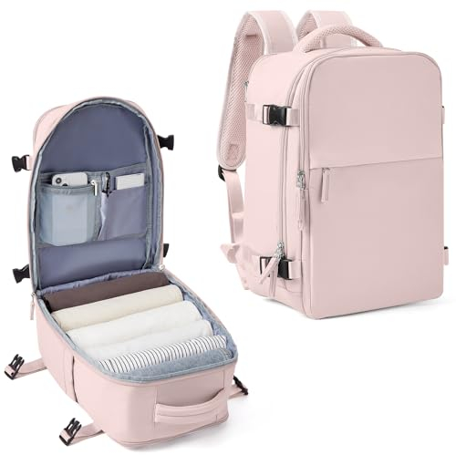 SZLX Sac à Dos Voyage Cabine Avion 40x20x25 pour Ryanair, Sac Bagage Cabine 45x36x20 Easyjet, Bagage à Main pour Femmes et Hommes,Sac Imperméable pour L'école de Travail de Randonnée Rose Pourpre