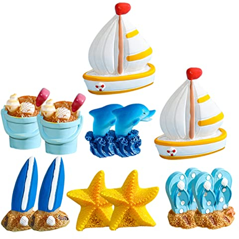 ibasenice 12st Surfbrett-Modell Seestern-Ornament Meeresmikrolandschaft Hochzeitsdeko Seesegelboot Dekoration Nautische Verzierung Küstenozeanornamente Mini-Figur Strand Harz Tier Haushalt