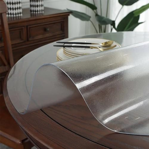 Rund Schutzfolie Tisch Mattiert Transparent 42cm - Dicke 1mm Klarsicht Tischdecke - Abwaschbar Anti-Oil Stain Verschleißfest Transparente Tischfolie für Couchtisch/TV-Schrank, Matt 1mm