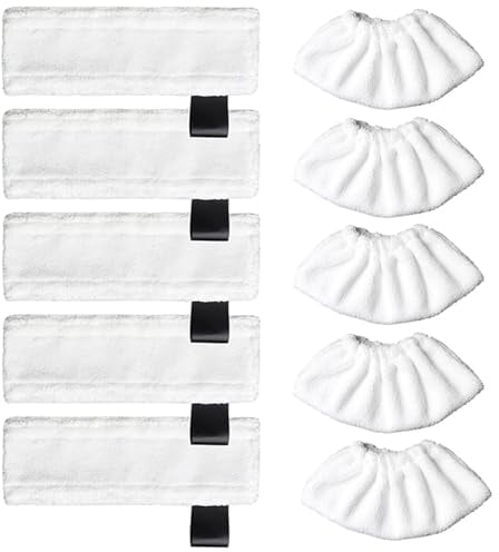 10 pieces accessories for Kär-cher steam cleaner Easyfix SC2 SC3 SC4 SC5 SV7, microfibre cloth set for Kär-cher SC1 SC2 SC3 SC4 SC5 SV7 (5 floor cloths + 5 fabric covers)