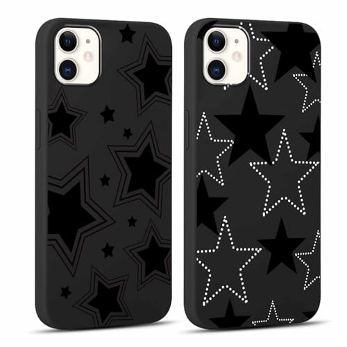 Yoedge 2 Stück Handyhülle für iPhone 11 Hülle 6,1, Stern Muster Design Frauen Mädchen Aesthetic Kawaii Motiv Handyhülle Dünn Weich Schwarz Silikon Slim TPU Stoßfest Schutzhülle für iPhone 11