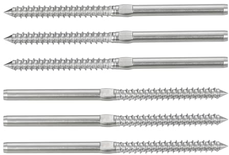 sourcing map 6er Pack Links- und Rechtsgewinde-Swage-Lag-Schrauben aus T316-Edelstahl, Geländer-Hardware für Holzpfosten, 1/8 Kabel-Geländersystem, Treppen-Geländer
