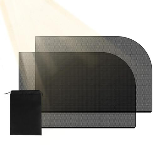 2 Pièces Pare Soleil Voiture avec Pochette De Rangement à Cordon, Facile à Installer, Pliable Cache Vitre Voiture pour Fenêtre Latérale, Taille Universelle pour Plupart des Voitures(Color:Noir)