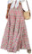 JENJON Femme Jupe Maxi Imprimé Taille Haute Elastique Casual Boho Fleurs Robe sans Manches 2 in 1 Jupes A-Rose M