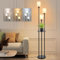 Winverty Stehlampe Wohnzimmer, 3-Flammige Stehleuchte mit Regal, Vintage Industrielle Standleuchte E27 mit Fußschalter & Leinen Lampenschirm für Wohnzimmer Schlafzimmer 1.66M