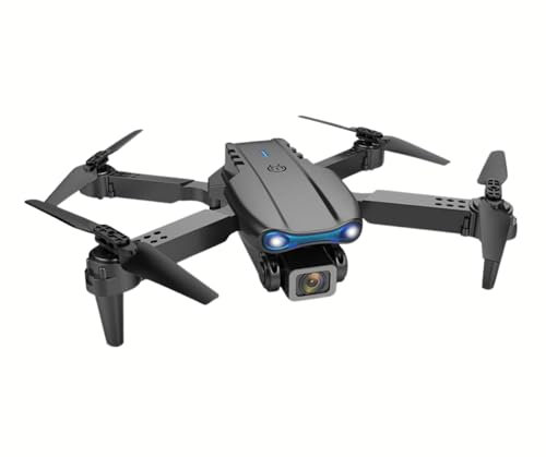 E99 Foldable Quadcopter Drone with 360° Roll, 150m Range, Single HD Lens, 2 Rechargeable Batteries, USB Charging, and Storage Bag | Flying time of 25-30 minutes (Black)