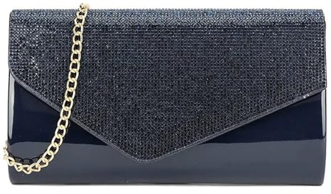 UShopUK Pochette in pelle verniciata lucida con strass, ideale per matrimoni, serate e feste