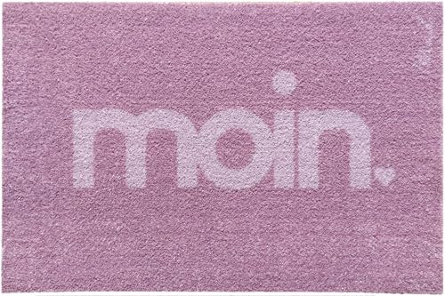 Mad about Mats Fußmatte Außen und Innen, Türvorleger Outdoor und Indoor, Fußmatte Moin, pink, rosa, mit Spruch, waschbar & rutschfest, 50 x 75 cm