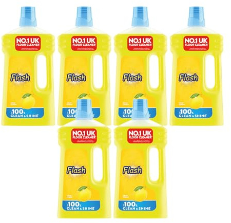 Flaash Multipurpose Floor Liquid Cleaner Crisp Lemon 1Ltr (Pack of 6) | Powerful All-Purpose Cleaning Solution | Refreshing Lemon Scent | Multipurpose Use