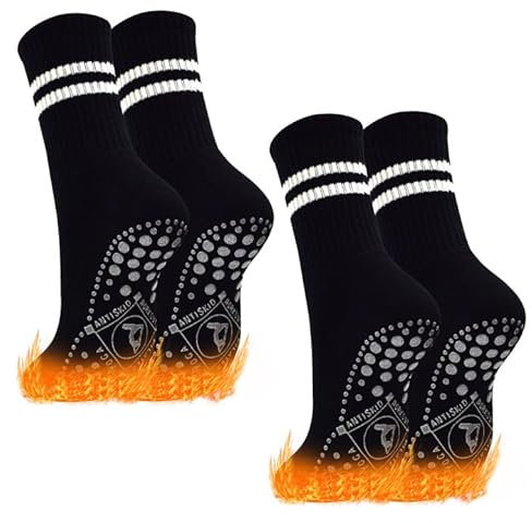 DECOVICI Yoga Stoppersocken Damen, ABS Rutschfeste Pilates Socken Grip Antirutschsocken mit Noppen, Sport Griffsocken für Fitness, Zuhause, Workout 2 Paar(01 Schwarz,L)