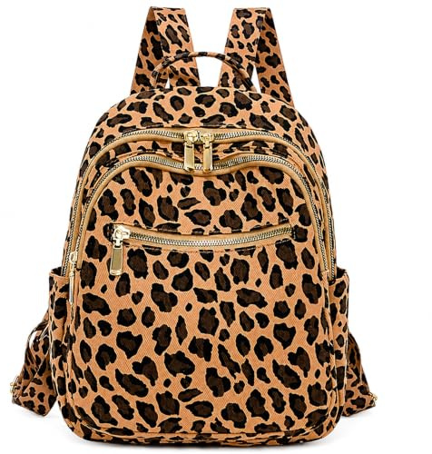 YUNZLAN Damen-Rucksack mit Geparden-Druck, für Reisen, Schule, kleine Tagesrucksäcke, Leoparden-Schultertasche, Geldbörse für Damen und Mädchen