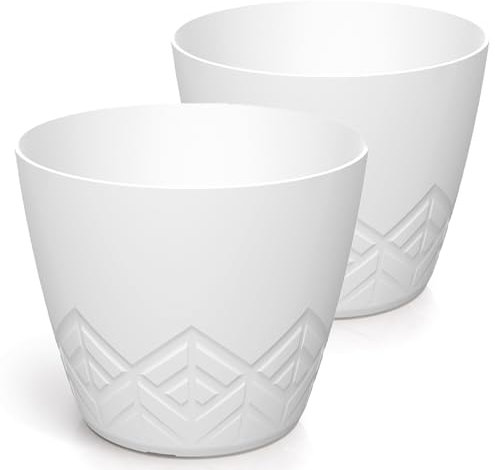Tymar Blumentopf – Stilvoller Übertopf mit modernem Muster, 2pack, blumenübertopf_ARECO (Weiß; ø 24 cm)