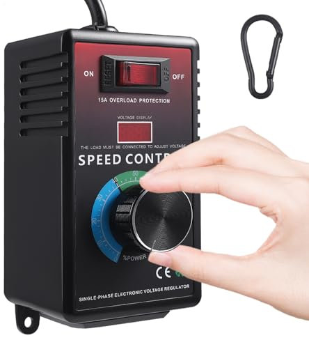 Speed Controller, AC 220V-240V Motor Fan Speed Controller 15A Max 4000W Power Electronic Voltage Regulator with LED Display, Temperature Speed Dimmer for Angle Grinder/Blower/Electric Drill