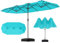 GOPLUS Parasol de Jardin Exterieur avec Pied, 4M Parasol Double Face avec Manivelle et Ventilation, Grand Parasol Extérieur pour 6 Personnes pour Marché, Piscine, Terrasse, Balcon (Turquoise)