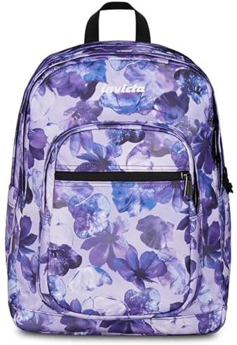 Invicta Jelek Zaino, 34 Litri, Lilla con Motivo Floreale Viola, Scomparto PC 14, 32 x 43 x 25 cm