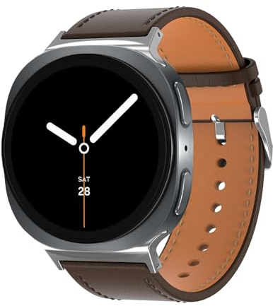 Leder Armband für Samsung Galaxy Watch8 40mm 44mm 8 Classic 46mm Armband Herren Damen, Echtlederband No Gap Metallanschluss Lederarmband für Galaxy Watch 8 Classic 46mm (2025)