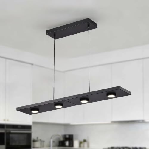 Alighting LED Lineare Pendelleuchte mit Integrierter LED 80 cm | Moderne Hängeleuchte, 4000K Neutralweiß, Schwarze küchenlampe hängend höhenverstellbar für Esszimmer & Küche