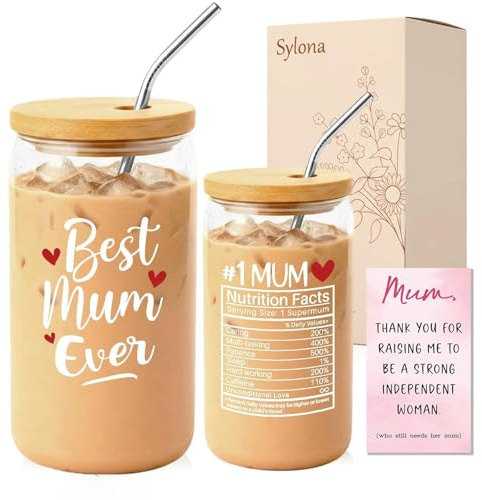 Sylona Mum Birthday Gifts – Birthday Gifts for Mum, Creative Travel Mug, Coke Cup, Glass Mug, Perfect for Mothers Birthdays Gift, Christmas, or Mother's Day, A Present from Daughters or Sons
