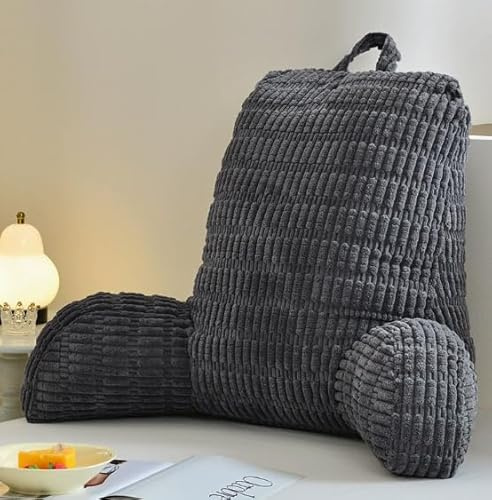 MeYxuxg Lesekissen für Bett und Sofa, 80x55cm Lesekissen mit RüCkenlehne für Erwachsene, Ergonomisches Bett Kissen Rückenkissen zum Fernsehen,Lesen, Spielen, Sitzkissen mit Rückenlehne(Dunkelgrau)