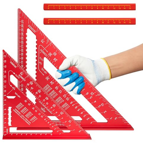 Zimmermannswinkel Set 18cm+30cm Schreinerwinkel Tischlerwinkel Winkelmesser Präzisions Anschlagwinkel Rechter Winkel Werkzeug DIY Winkel Metall Tischlerwinkel für exakte 45°& 90° Messung 2 Flachstift
