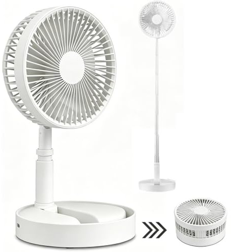 Tudegy Portable Standing Pedestal Fan,3-in-1 Rechargeable Fan,Foldable Pedestal Standing Floor Fan,4 Speeds,for Bedroom Home Camping, Travel
