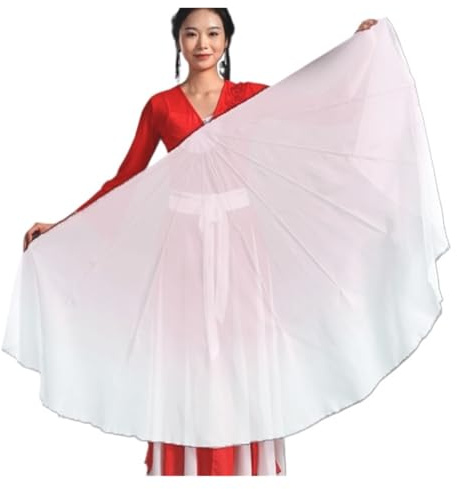 GHHZML Chiffon Fan Veil 2pcs Fishbone Fan Veil Opening Stage Props Chiffon Performance Gradient for Dance