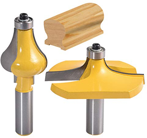 HOHXEN 2pcs Handrail Router Bit Set - Standard/Flute Molding Cutter - 1/2'' Shank for Staircase & railings handrails