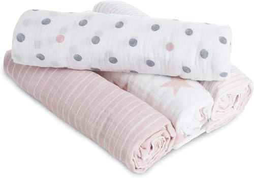 aden by aden + anais doll, Pucktücher, Musselin aus 100% Baumwolle, 112cm X 112cm, 4er Pack