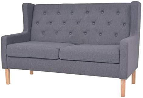 vidaXL Sofa 2-Sitzer Stoff Skandinavisch Grau Polstersofa Loungesofa Sitzmöbel