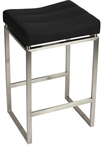 Cortesi Home Isis Hocker aus gebürstetem Edelstahl, 68,6 cm hoch