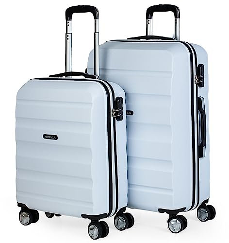 ITACA - Set De Valise Rigide avec roulettes Pivotantes - Set Valise Léger, Grande Capacité, Organisation Astucieuse pour Les Voyages Longs, Blanc
