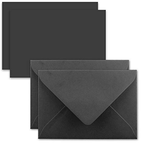 FarbenFroh by GUSTAV NEUSER 25x Karte mit Umschlag Set aus Einzel-Karten DIN A7-10,5x7,3 cm - Schwarz mit Brief-Umschlägen C7 Nassklebung ideale Geschenkanhänger