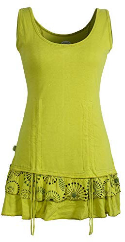 Vishes - Alternative Bekleidung - Damen Lagen-Look Jersey-Tunika Shirt aus Baumwolle zum Raffen hellgrün 36