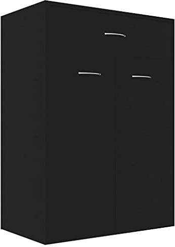 vidaXL Schuhschrank mit Schublade 2 Türen Schuhregal Schuhablage Schrank Schuhaufbewahrung Kommode Anrichte Schwarz 60x35x84cm Holzwerkstoff