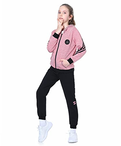 LPATTERN Niñas Chándal Estampado Traje Deportivo 2/3 Piezas Traje de Jogging Sudadera con Capucha (+ Camiseta de Manga Larga) + Pantalones