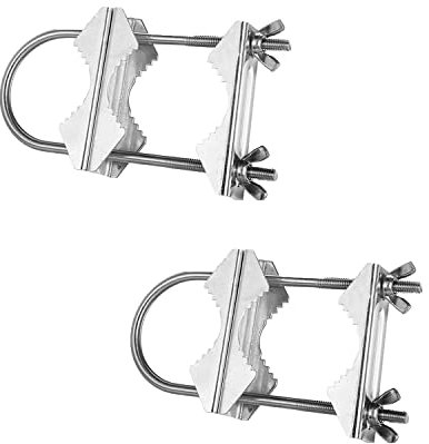 Double Antenna Mast Clamp Heavy Duty Pole to Pole Mounting Kit V Jaw Block with U-Bolt Mounting Hardware for TV CB Ham Antenna Parasols Flags and Fishing Rods