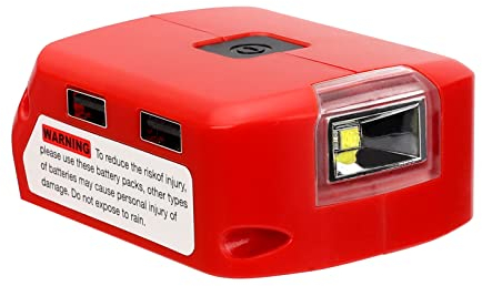Taingwei Milwaukee M18 batería de litio adaptador cargador USB, luz de trabajo LED con doble cargador USB y 12V DC puerto, fuente de alimentación para la batería de 14,4 a 20V
