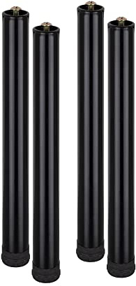 i-flair Metallfuß Möbelfuß Stützfuß, 4 Füße in 35 cm Höhe in I-Form zum Nachrüsten für Möbel wie Lattenroste, Betten, Schränke usw. in Schwarz