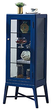 WAOCEO Weinregale Holzweinschrank Glastür Moderner minimalistischer Ausstellungsschrank handgefertigter Schrank for Heimküche Esszimmer barschrank (Color : Blauw)