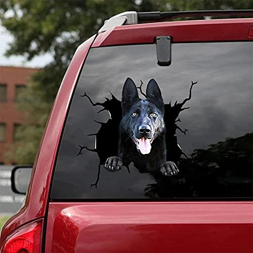 fabisup Deutscher Schäferhund Riss Auto Aufkleber 3D Hund Fenster Aufkleber Geeignet für Wand, Glas, Stoßstange, Kühlschrank, Laptop